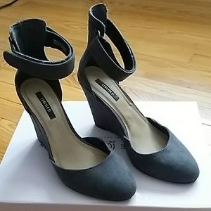 Forever21 Gray Wedge Heel with Velcro Ankle Straps